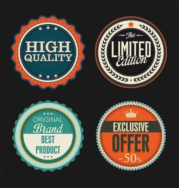 Vector quality retro labels collection