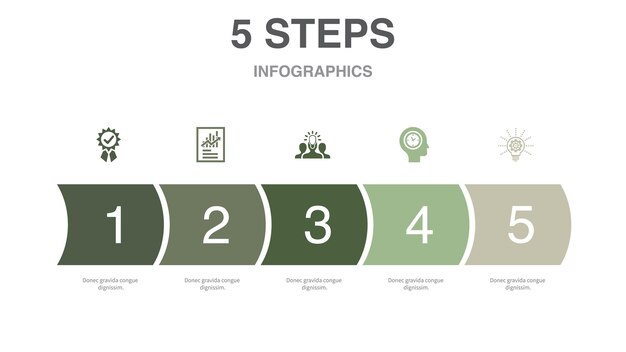 Вектор Заявление о качестве идеология терпение инновации иконки шаблон инфографического дизайна креативная концепция с 5 шагами