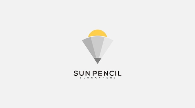 Вектор дизайна логотипа Sun Pencil