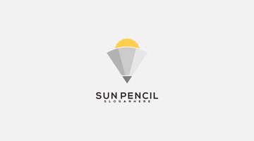 Vector quality sun pencil logo design vector