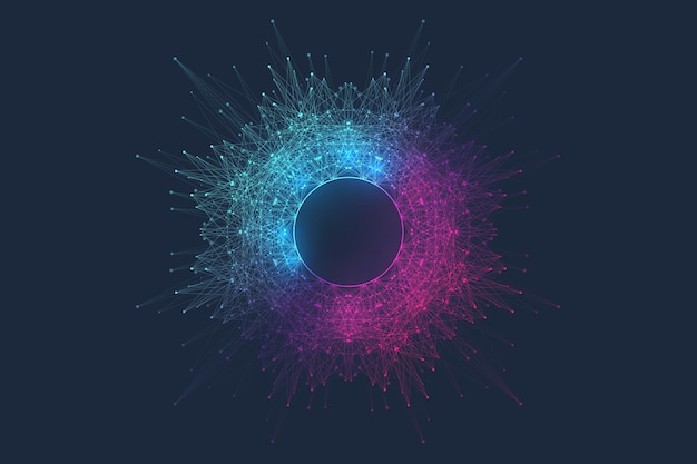 Квантовая компьютерная инновационная технология концепция сферы взрыв фон глубокое обучение искусственное