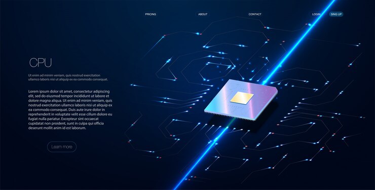 Vector quantum computer, large data processing, database concept.cpu isometric