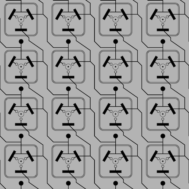 Quantum computer PCB draden naadloze patroon vector kwaliteit zoveel qubits als nodig