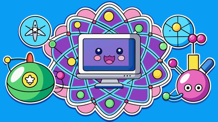 Vector 양자 컴퓨터 프로그래밍 터 그래픽 일러스트레이션 eps 소스 파일 형식 손실없는 스케일링