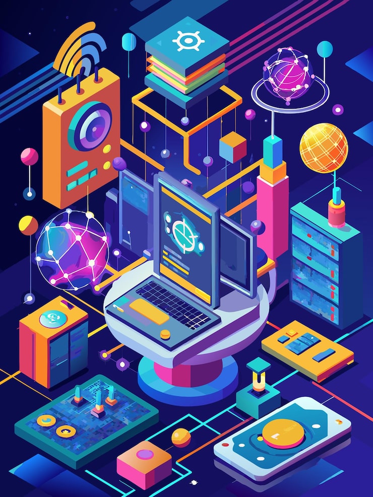 Vector 양자 컴퓨터 프로그래밍 터 그래픽 일러스트레이션 eps 소스 파일 형식 손실없는 스케일링