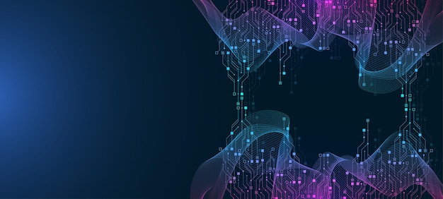 Квантовые компьютерные технологии концепция синий вектор фона платки