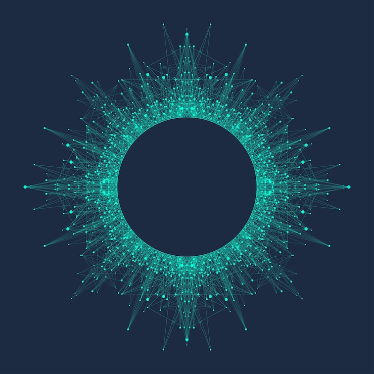 Vector quantum computer technology concept. deep learning artificial intelligence. big data algorithms visualization for business, science, technology. waves flow. vector illustration.