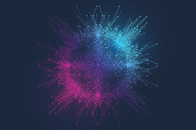 Vettore concetto di calcolo quantistico intelligenza artificiale di apprendimento profondo algoritmi di grandi dati visualizzazione per presentazioni di scienze aziendali poster copre illustrazione vettoriale