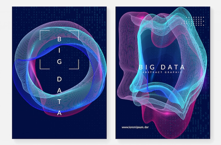 Vector quantum computing cover design. technology for big data