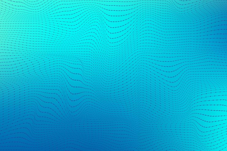 Vector quantum computing technology concept. deep learning artificial intelligence. big data algorithms visualization for business, science, technology. waves flow, dots, lines. quantum vector illustration.