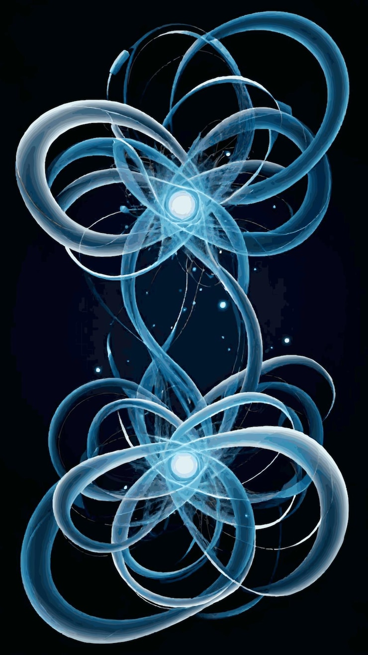 Vector quantum entanglement concept drawing cartoon artwork vector
