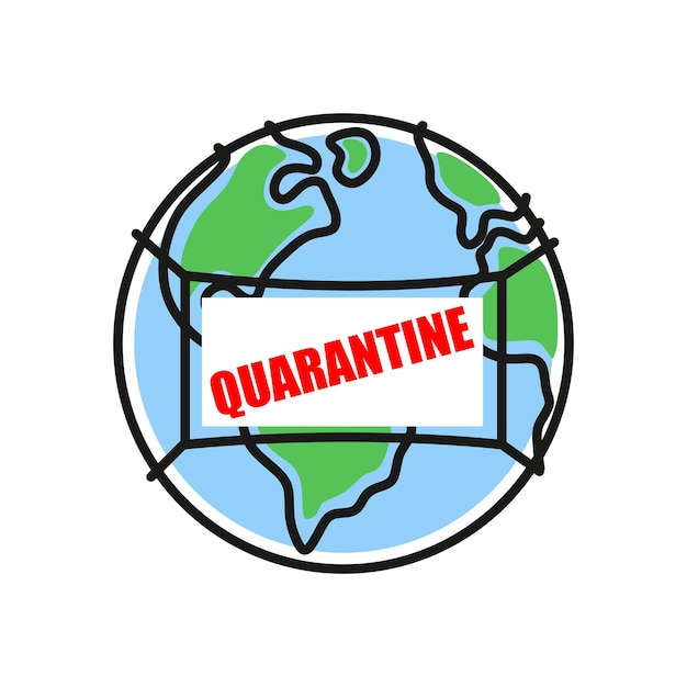 Quarantaine op planeet aarde in een medisch beschermend antimicrobieel masker ncov19 coronavirus pandemie