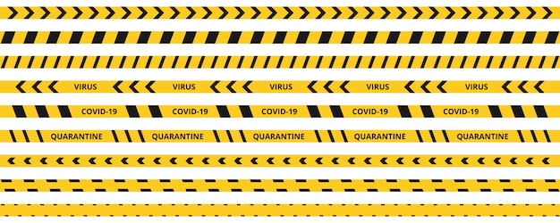 Quarantine tape coronavirus. Warning coronavirus quarantine yellow and black stripes.