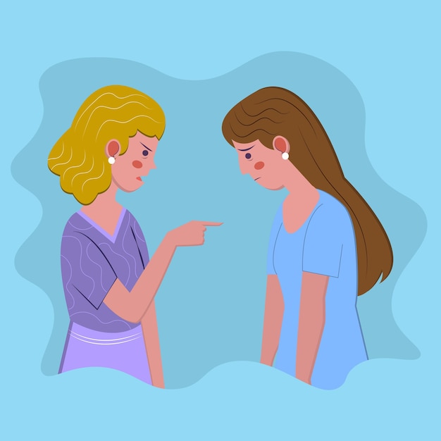 a quarrel between women, a quarrel between mother and daughter. family conflict, argument