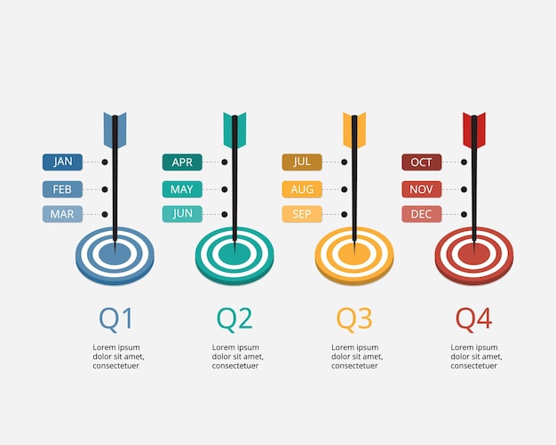 quarterly goal template for infographic for presentation for 12 months in 4 quarter