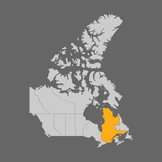 Provincia del quebec evidenziata sulla mappa del canada