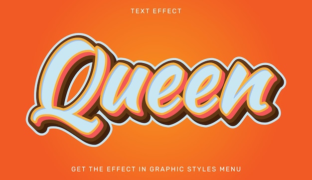 Queen bewerkbaar teksteffect in 3D-stijl