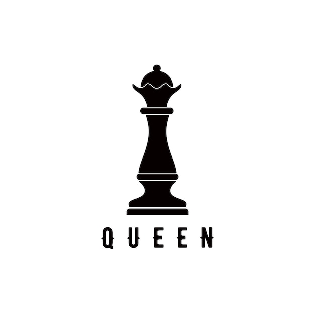 queen chess piece silhouette logo design