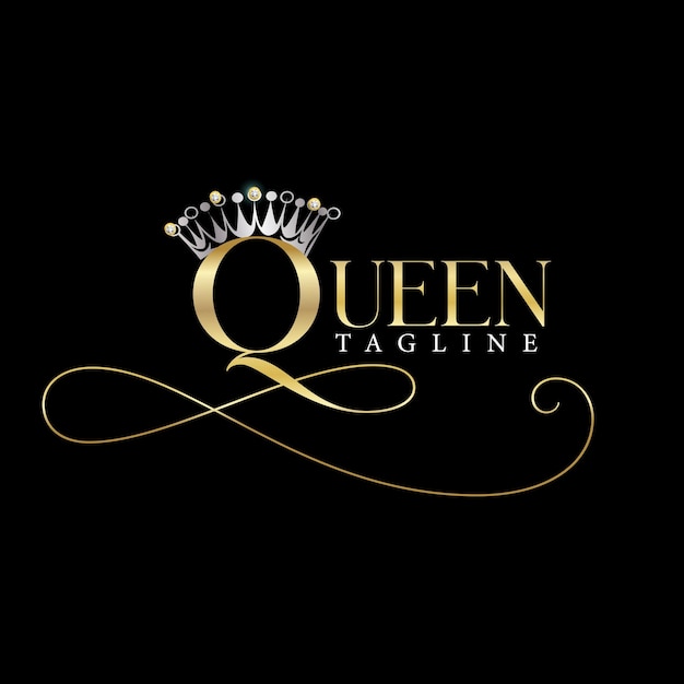 Vector queen crown golden logo