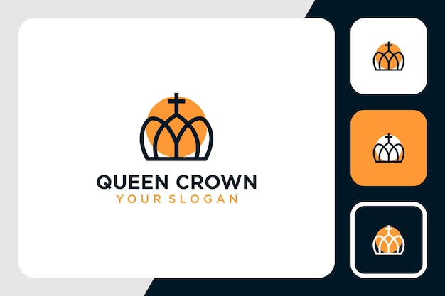 Queen Crown-logo-ontwerp met inspiratie voor lijntekeningen