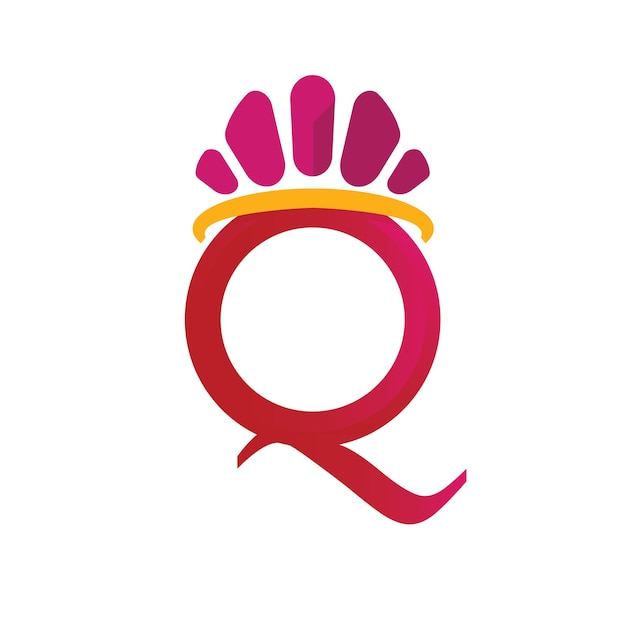 Queen crown logo-sjabloon met letter q-symbool