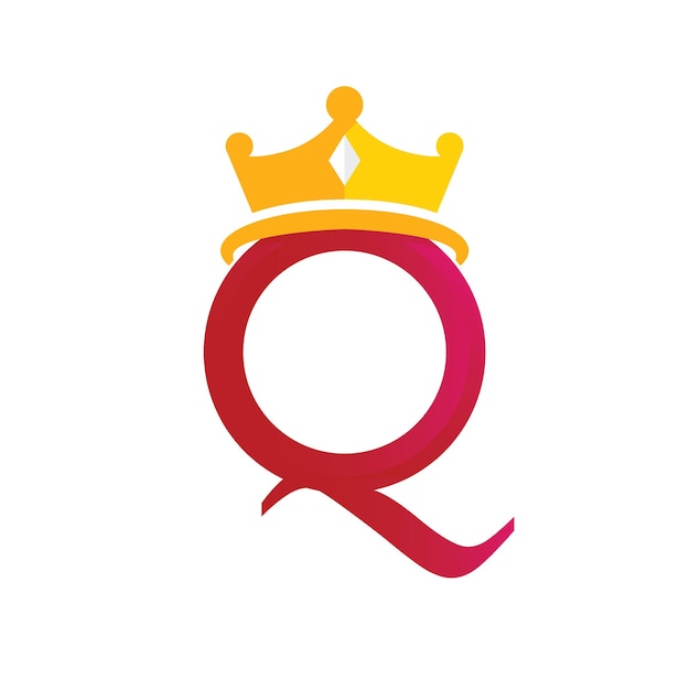 Queen crown logo template with letter q symbol