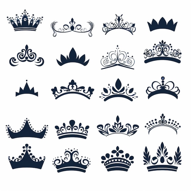 Queen crown silhouettes cartoon vector