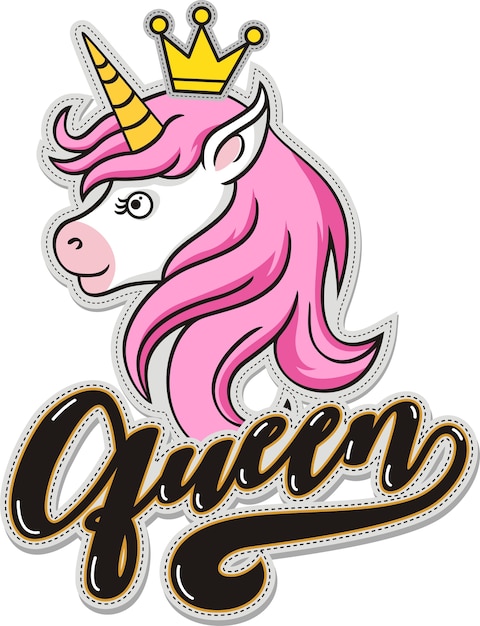 Regina, unicorno carino con corona