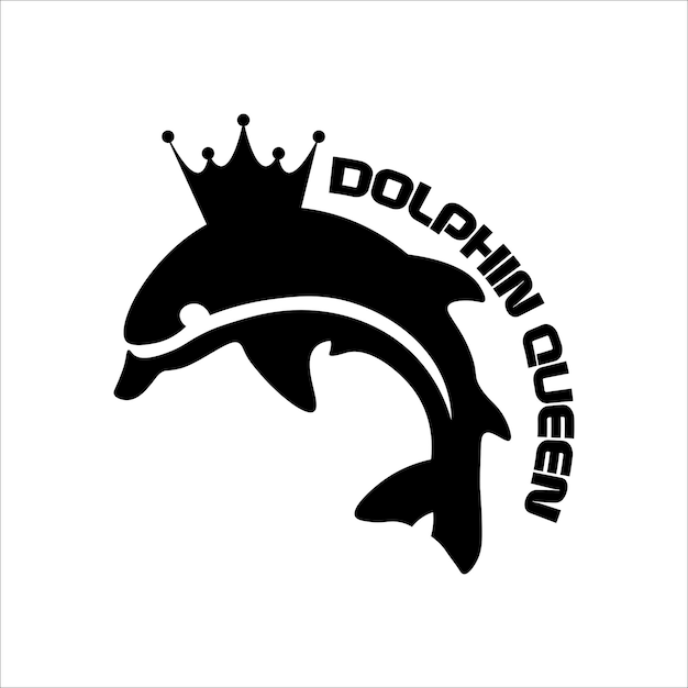 Queen dolphin logo illustration vector design