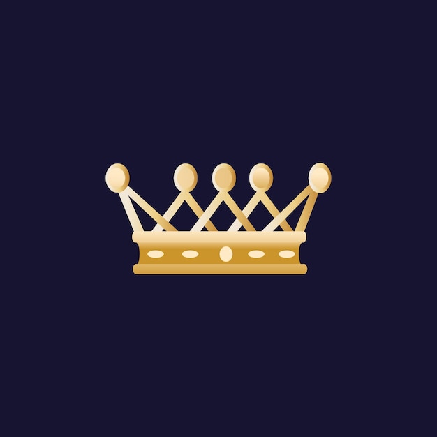 Queen golden crown illustration template with navy blue background