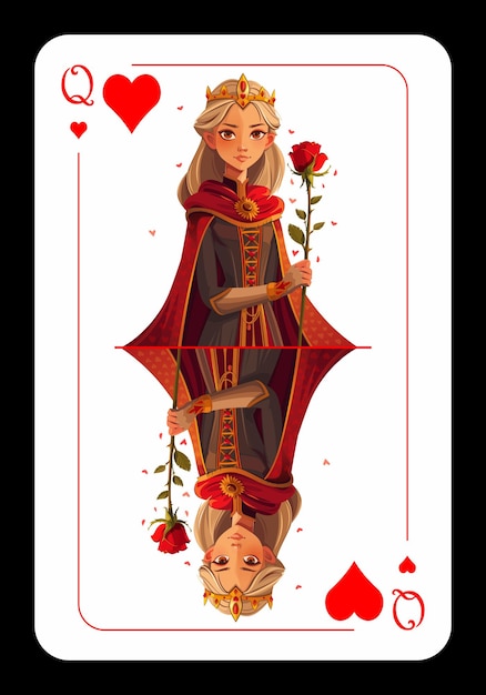 queen of hearts original playing card design on black background