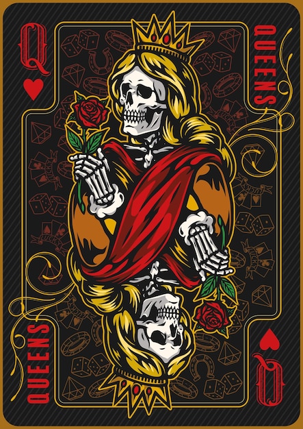 Queen of hearts poker card template