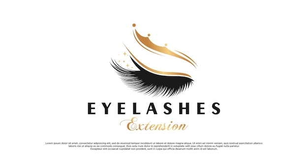 Queen lashes for beauty logo design with creative unique concept premium vector