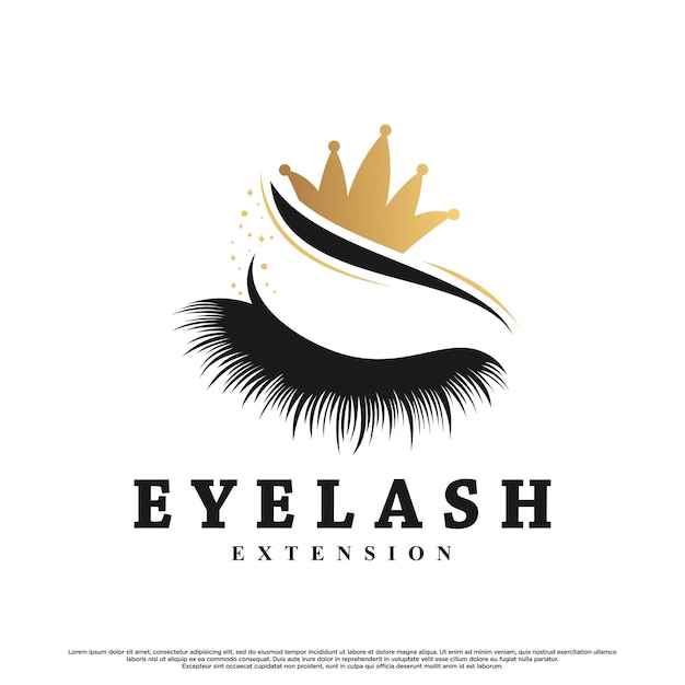 Queen lashes for beauty logo design with creative unique concept Premium Vector