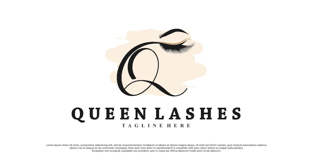 Queen lashes for beauty logo design with creative unique concept Premium Vector