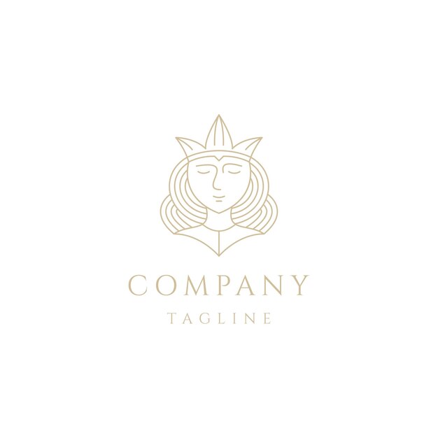 Queen line logo icon design template flat vector