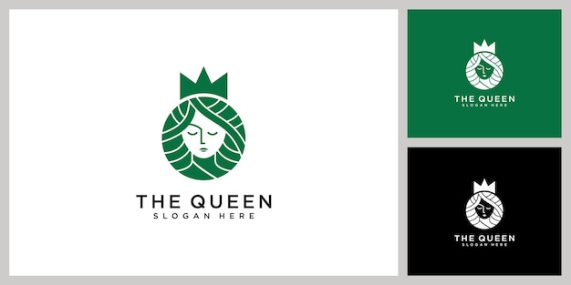 Queen logo vector designbeauty woman face logo