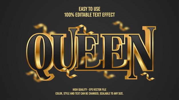 Vector queen modern editable text effect vibrant color 3d text effect style template editable vector files