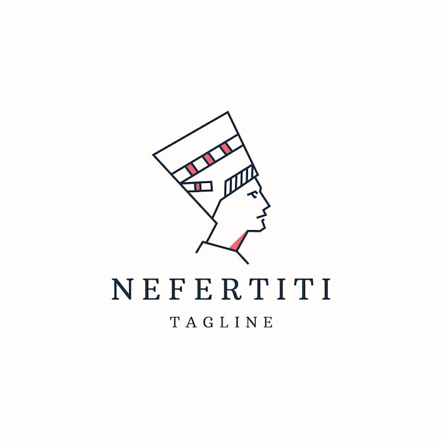 Queen nefertiti egyptian logo icon design template flat vector