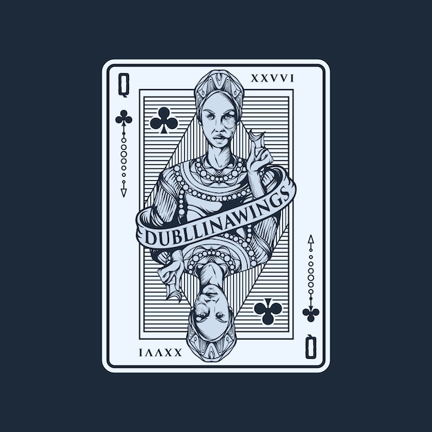 Queen playing card illustration template