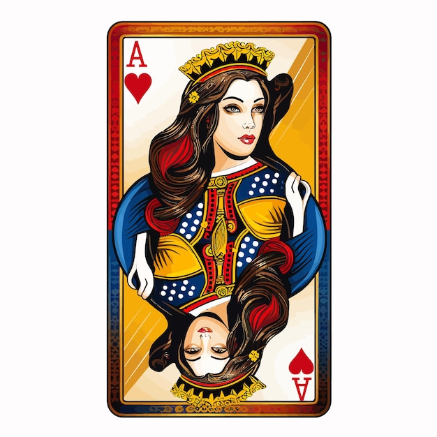 Premium Vector | Queen playing card