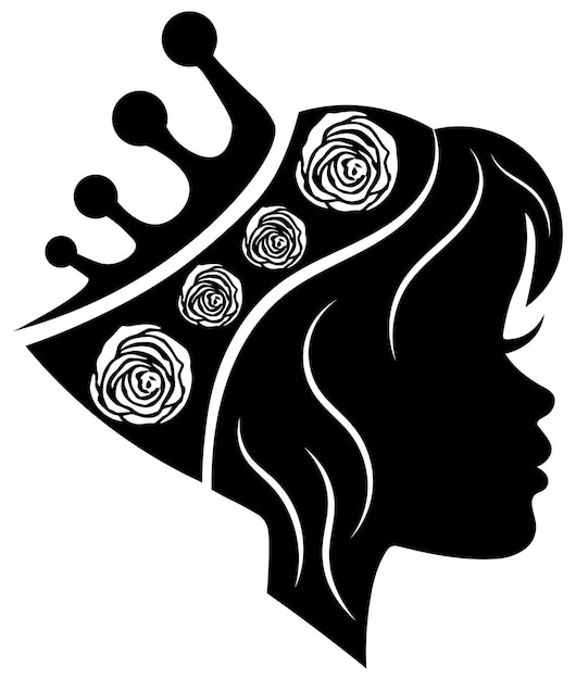 Queen silhouette Princess with crown silhouette