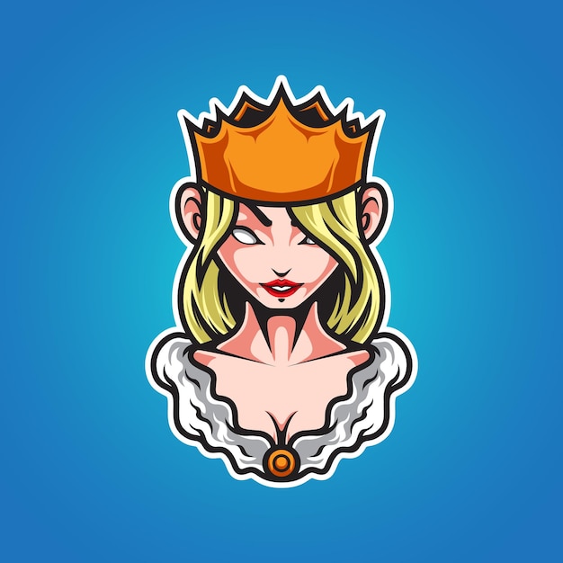 Queen sport hoofd mascot logo