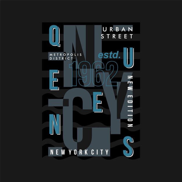 Vector queens nyc graphic typography vector print