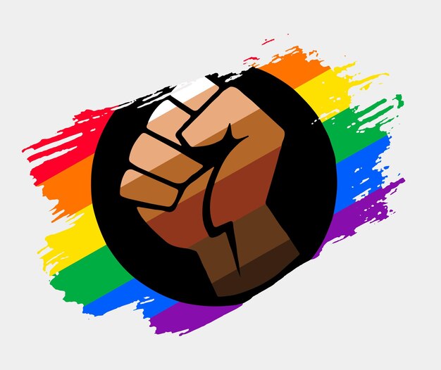Queer People of Color Flag painted with brush on white background LGBT rights concept Modern pride parades poster Vector illustration