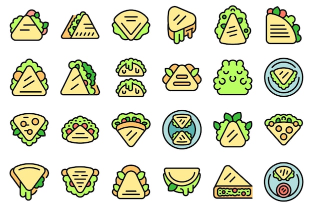 Quesadilla icons set vector flat