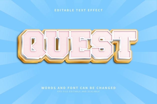 Quest editable text effect 3D style