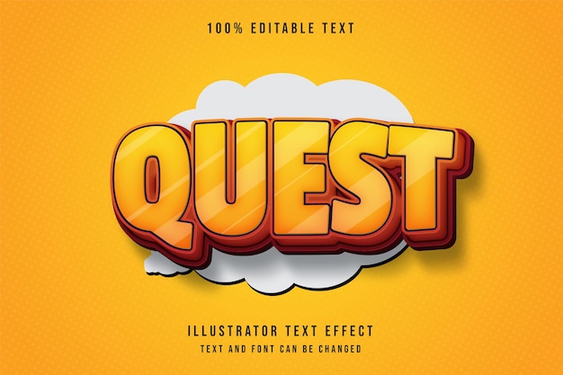 Vector quest, editable text effect yellow gradation orange red style effect