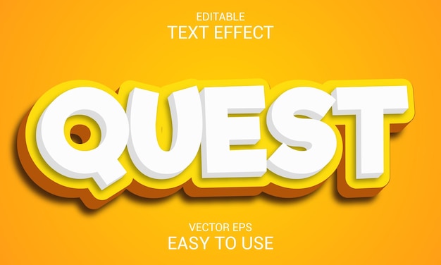 Quest Editable Vector 3d text effect style