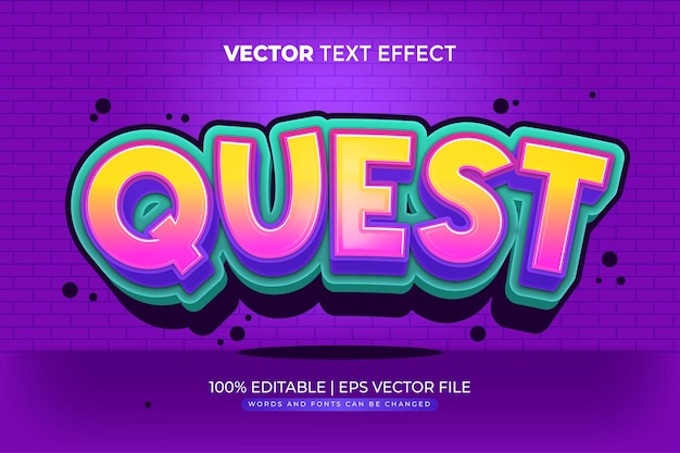 Vector quest game editable text effect